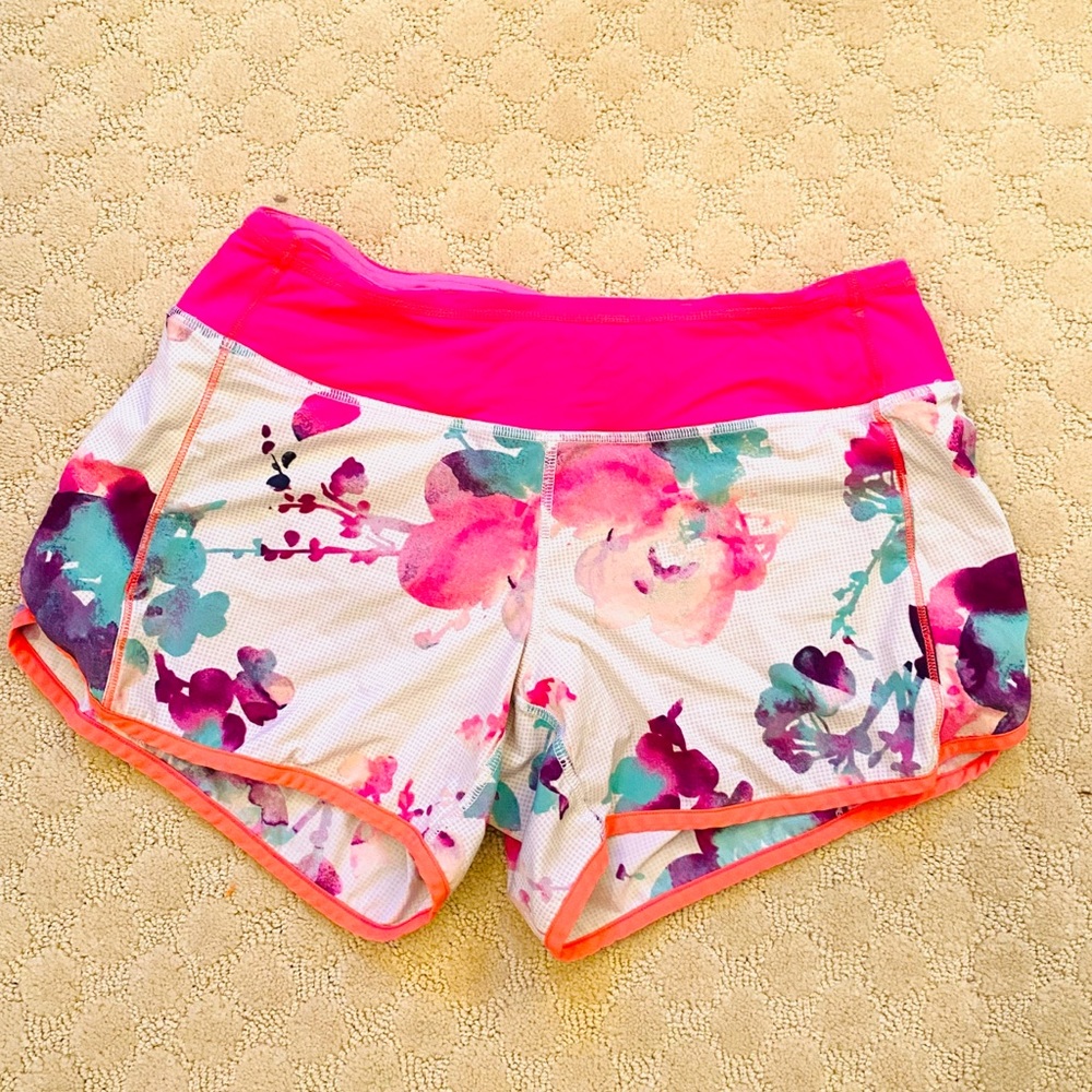 Pink Floral Lululemon shorts